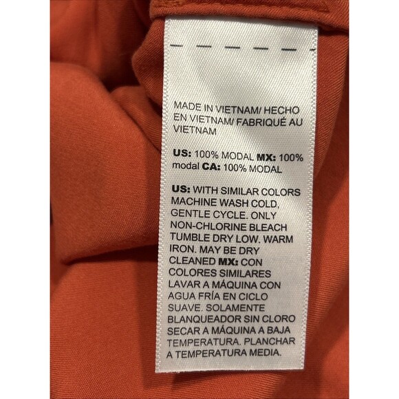 Chicos 0 S (4/6) Button Down Blouse Orange Long Sleeve Career Classic - Picture 4 of 5
